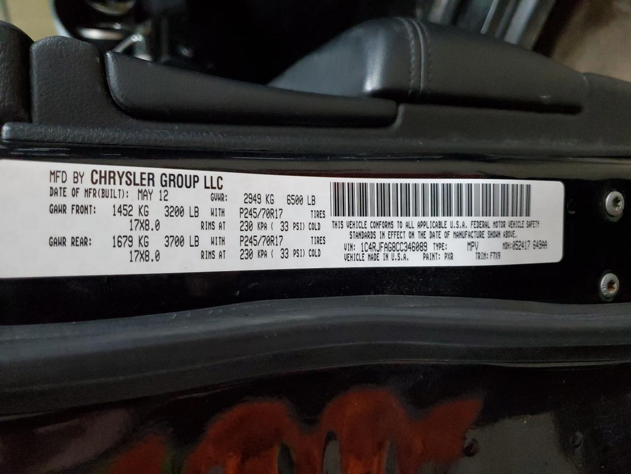 2012 Jeep Grand Cherokee Laredo VIN: 1C4RJFAG8CC346089 Lot: 81412745