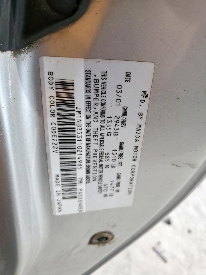 2001 Mazda Mx-5 Miata Base VIN: JM1NB353110214985 Lot: 71492325