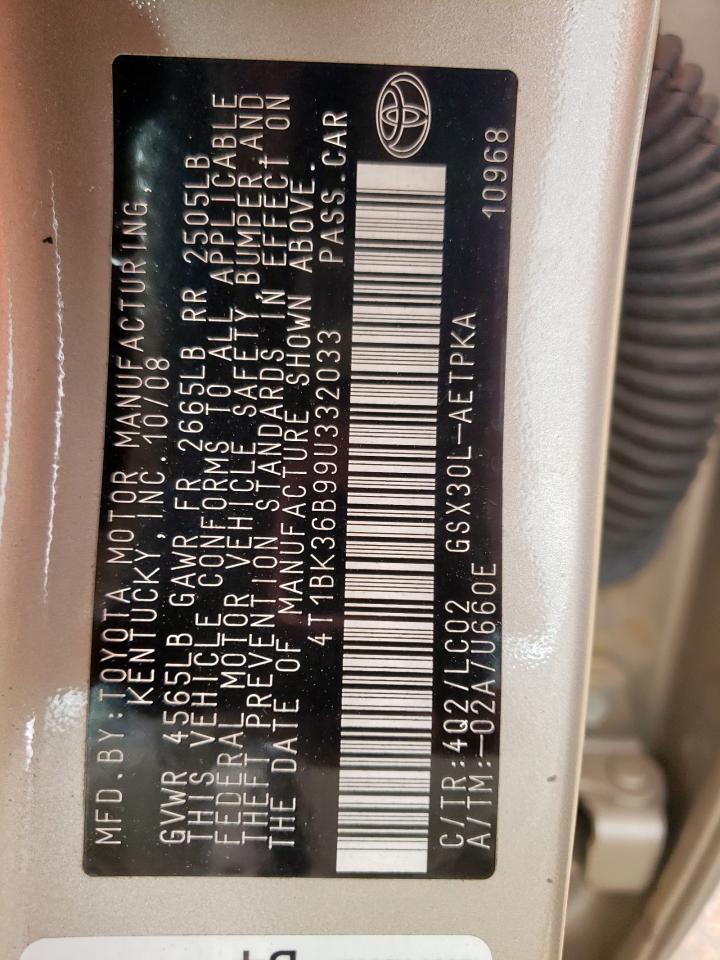 2009 Toyota Avalon Xl VIN: 4T1BK36B99U332033 Lot: 82030665