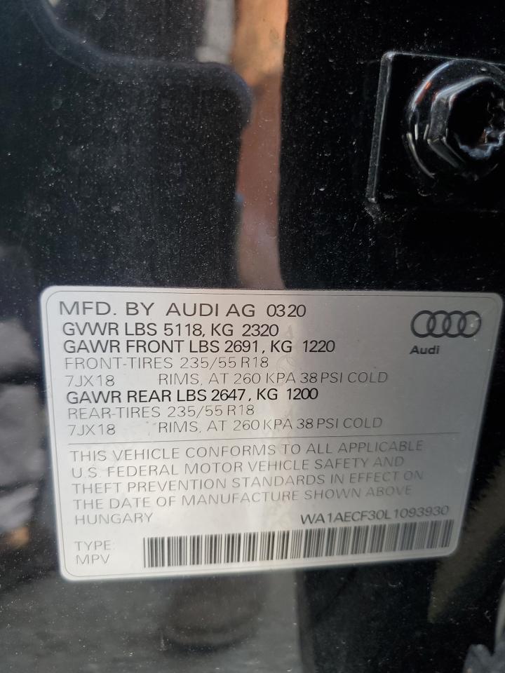 2020 Audi Q3 Premium VIN: WA1AECF30L1093930 Lot: 71839445