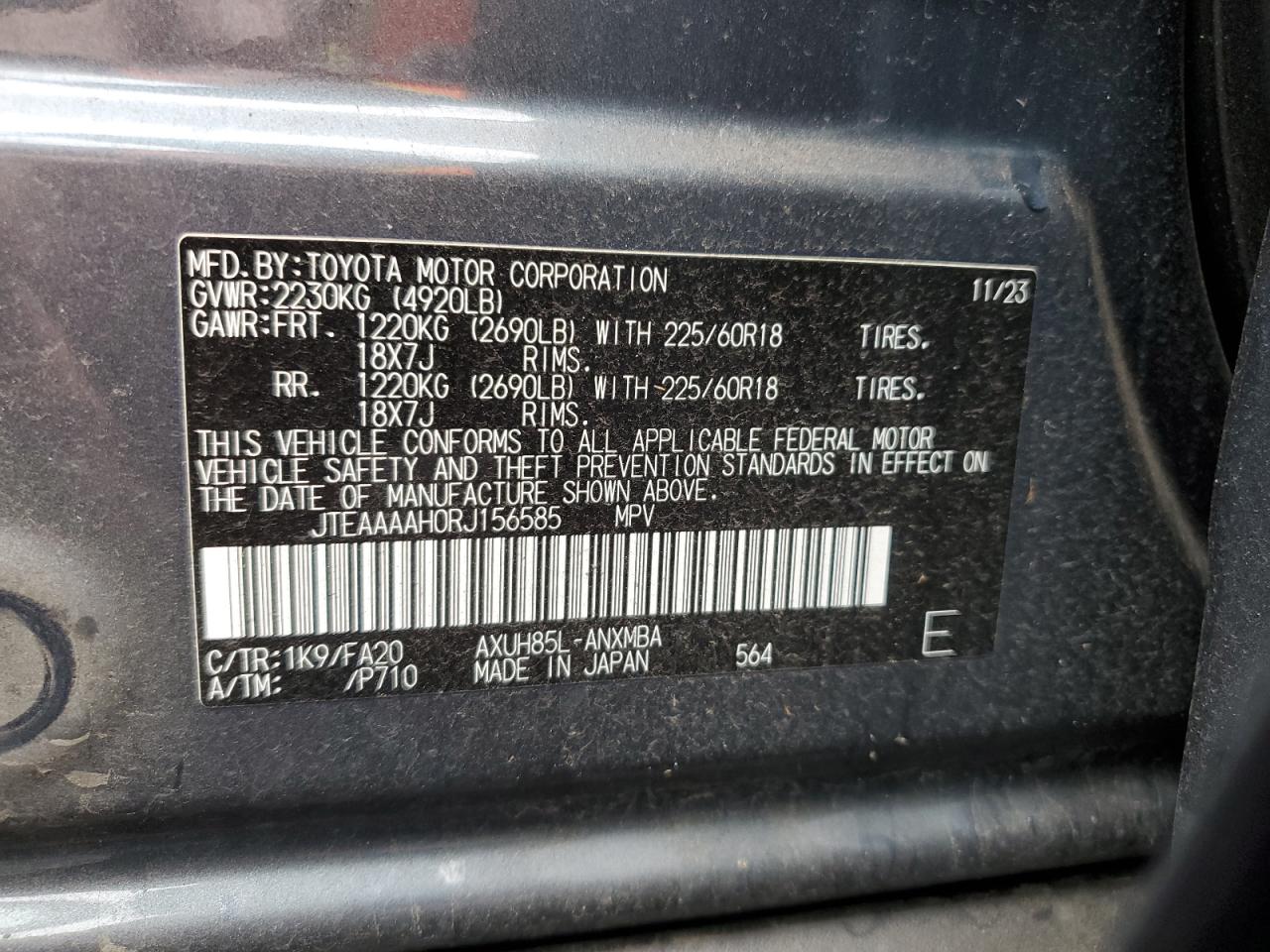 2024 Toyota Venza Le VIN: JTEAAAAH0RJ156585 Lot: 81926275