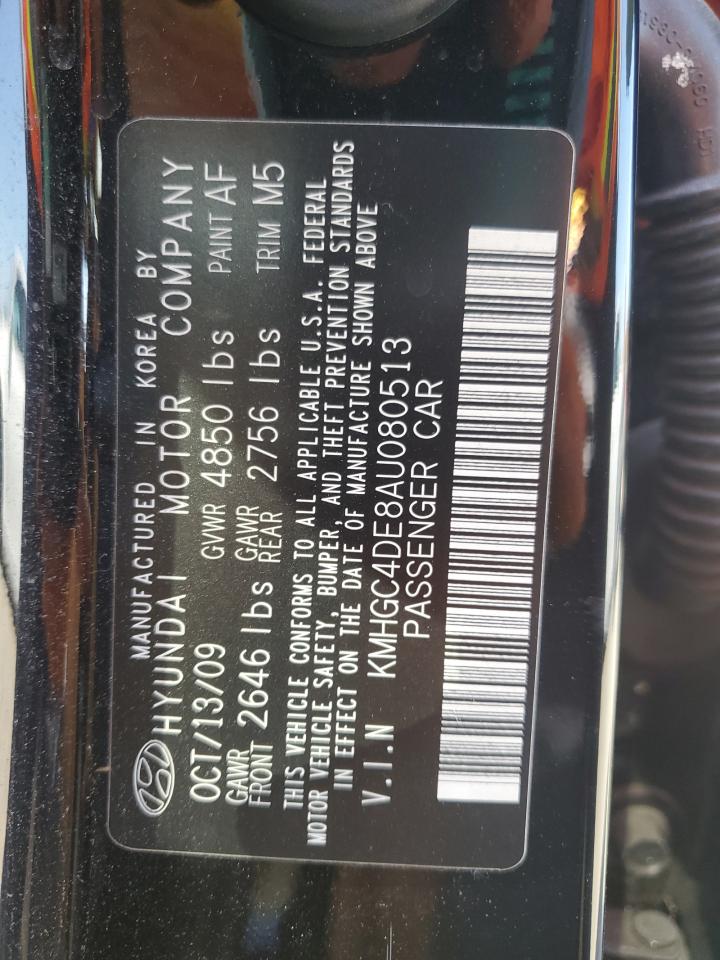 2010 Hyundai Genesis 3.8L VIN: KMHGC4DE8AU080513 Lot: 71369715