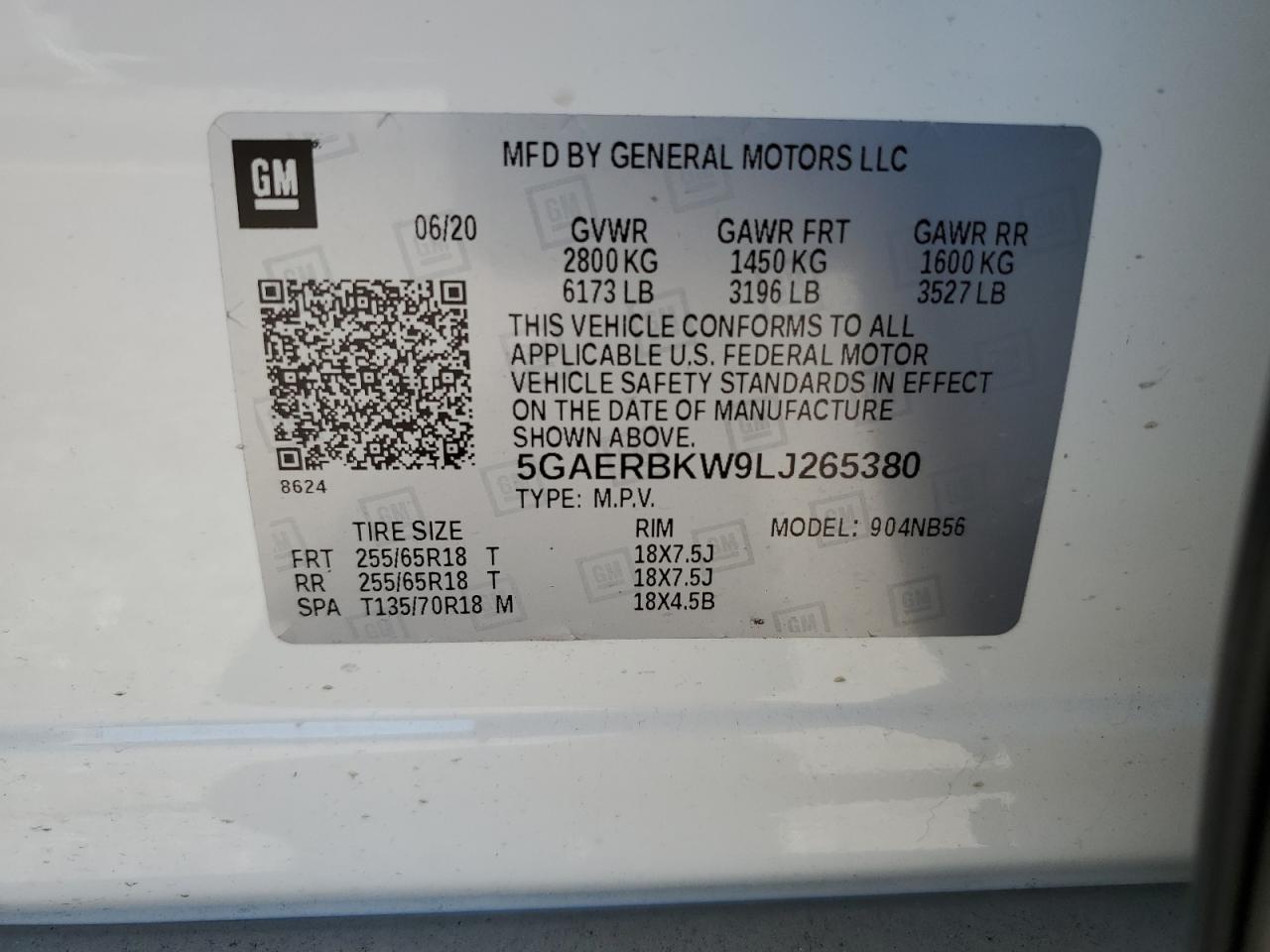 2020 Buick Enclave Essence VIN: 5GAERBKW9LJ265380 Lot: 70861035