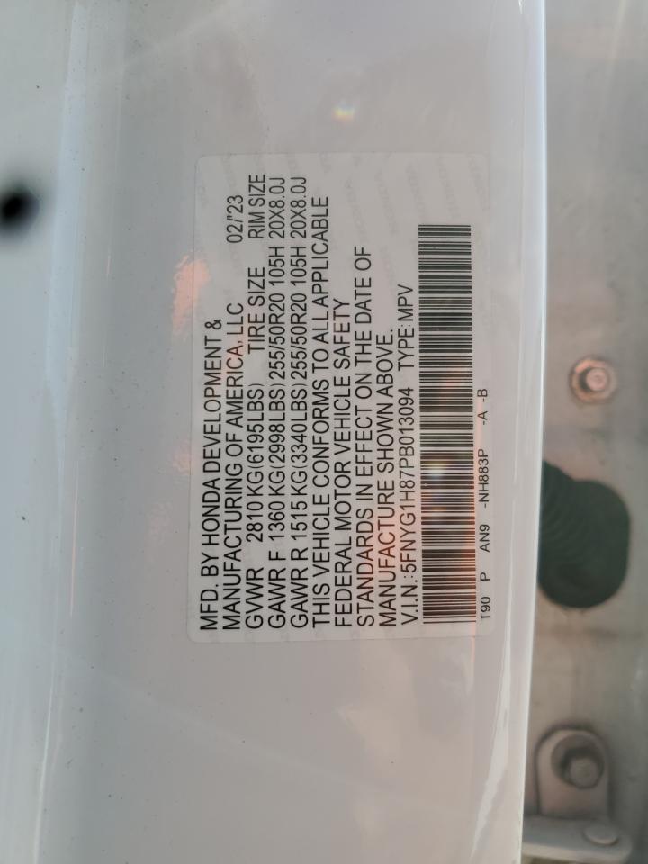 2023 Honda Pilot Elite VIN: 5FNYG1H87PB013094 Lot: 71628395