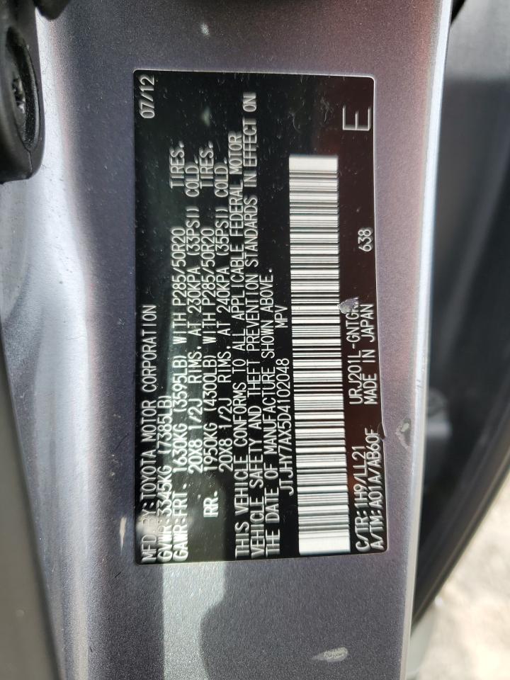 2013 Lexus Lx 570 VIN: JTJHY7AX5D4102048 Lot: 83774455