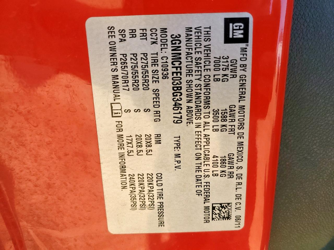 2011 Chevrolet Avalanche Lt VIN: 3GNMCFE03BG346179 Lot: 80681815