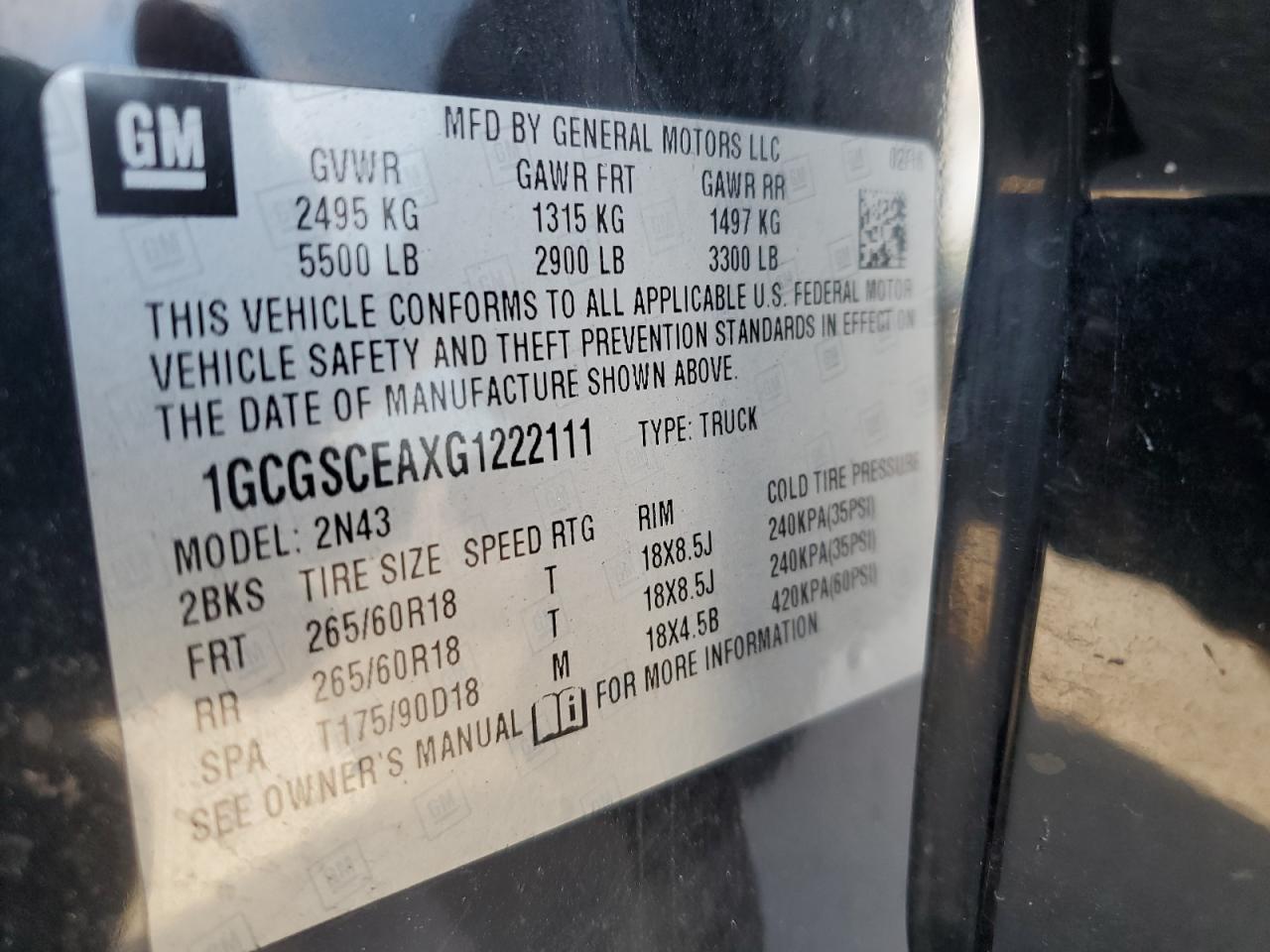 2016 Chevrolet Colorado Lt VIN: 1GCGSCEAXG1222111 Lot: 81886955