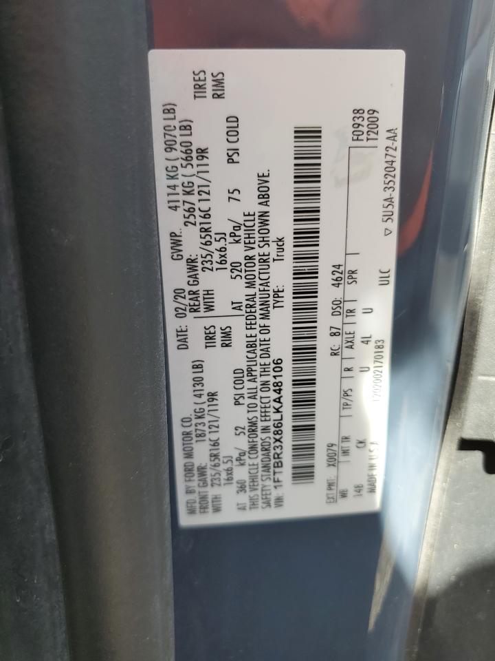 2020 Ford Transit T-250 VIN: 1FTBR3X86LKA48106 Lot: 83991445