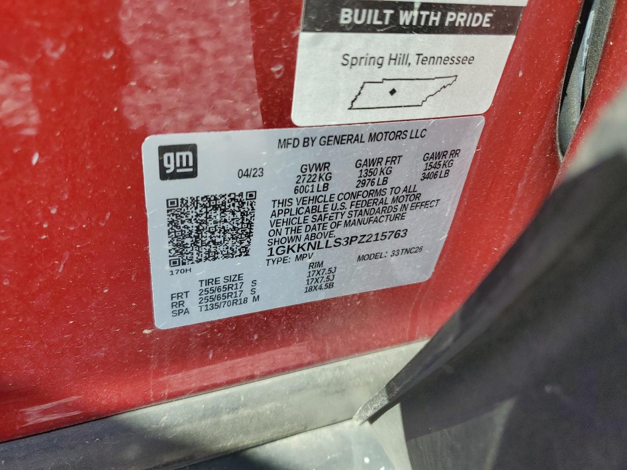 2023 GMC Acadia At4 VIN: 1GKKNLLS3PZ215763 Lot: 71918705