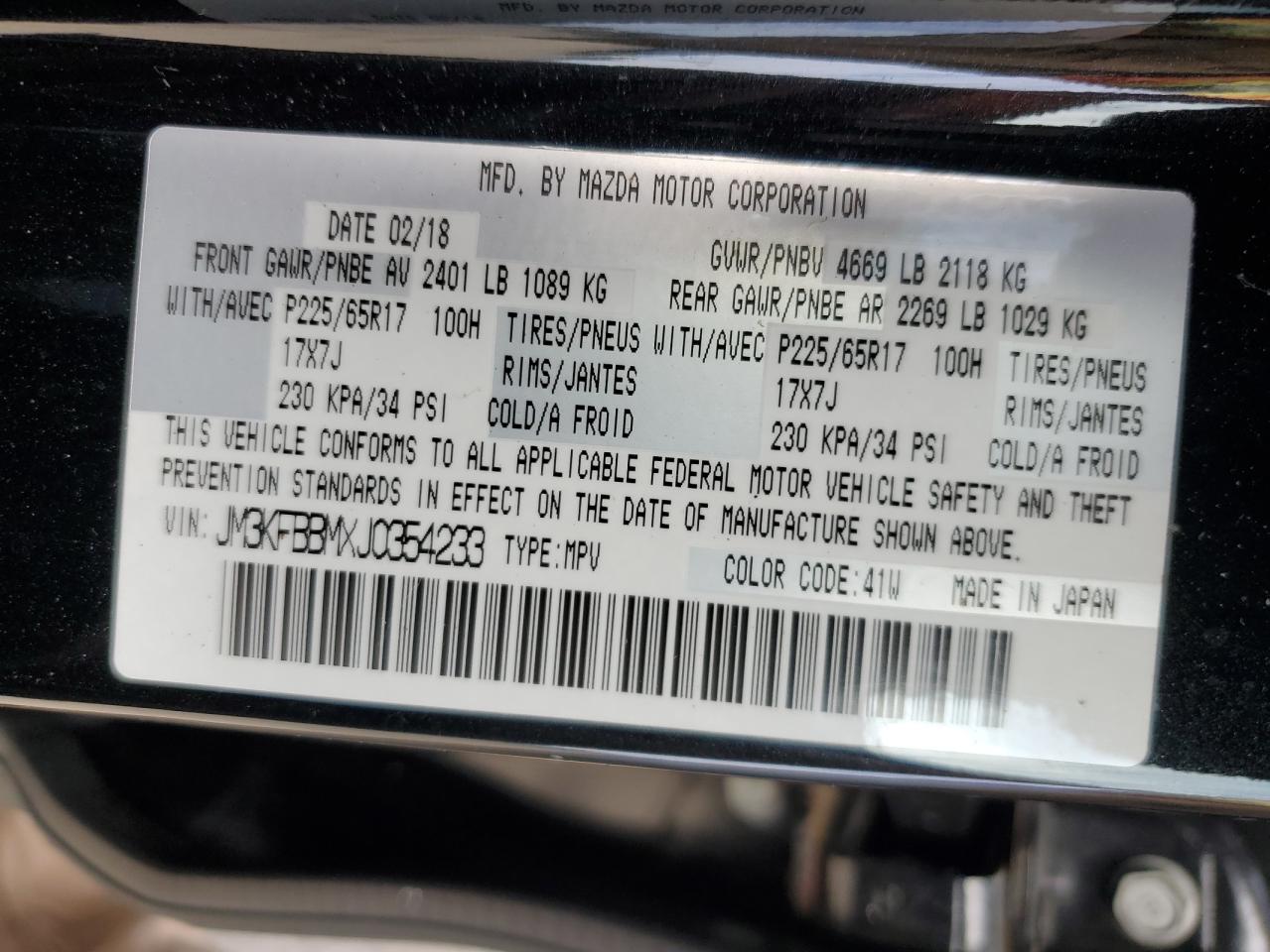 2018 Mazda Cx-5 Sport VIN: JM3KFBBMXJ0354233 Lot: 80032815