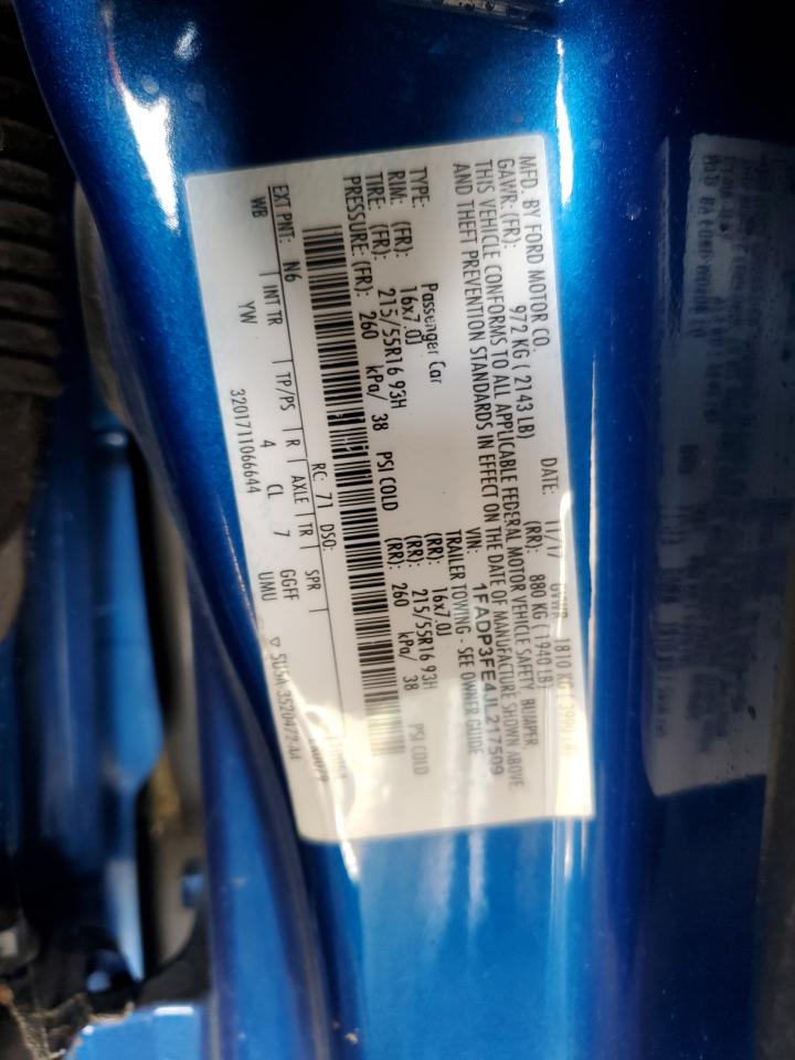 2018 Ford Focus Se VIN: 1FADP3FE4JL217509 Lot: 81325385