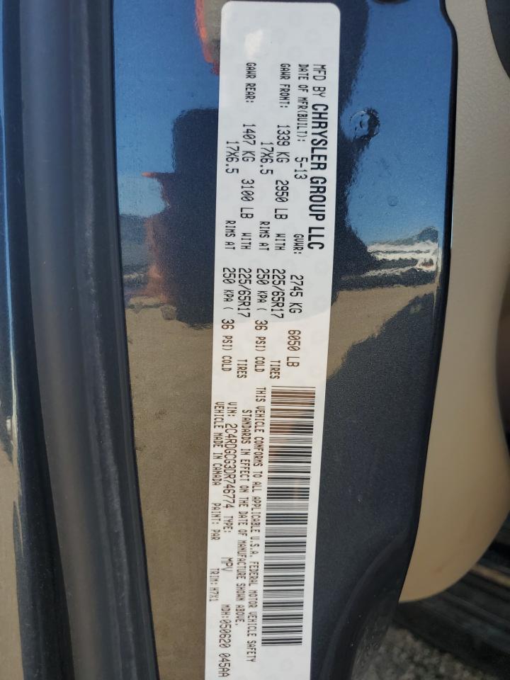 2013 Dodge Grand Caravan Sxt VIN: 2C4RDGCG3DR746774 Lot: 81789625