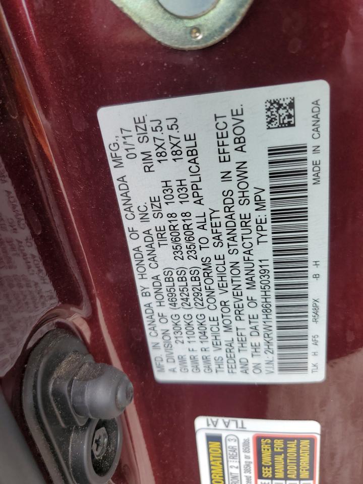 2017 Honda Cr-V Exl VIN: 2HKRW1H86HH503911 Lot: 90742465