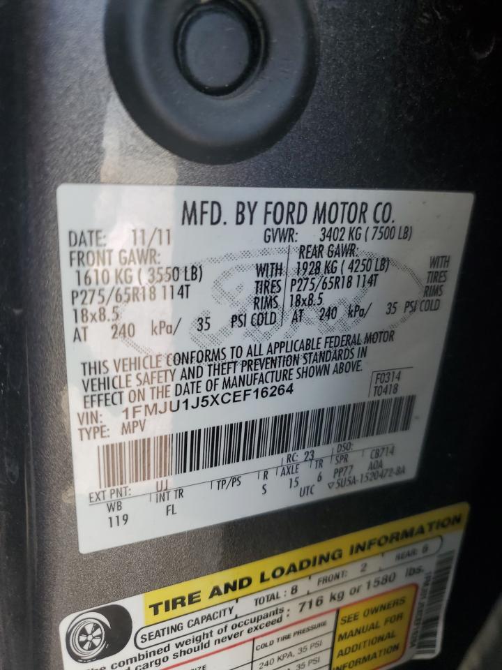 2012 Ford Expedition Xlt VIN: 1FMJU1J5XCEF16264 Lot: 80729835