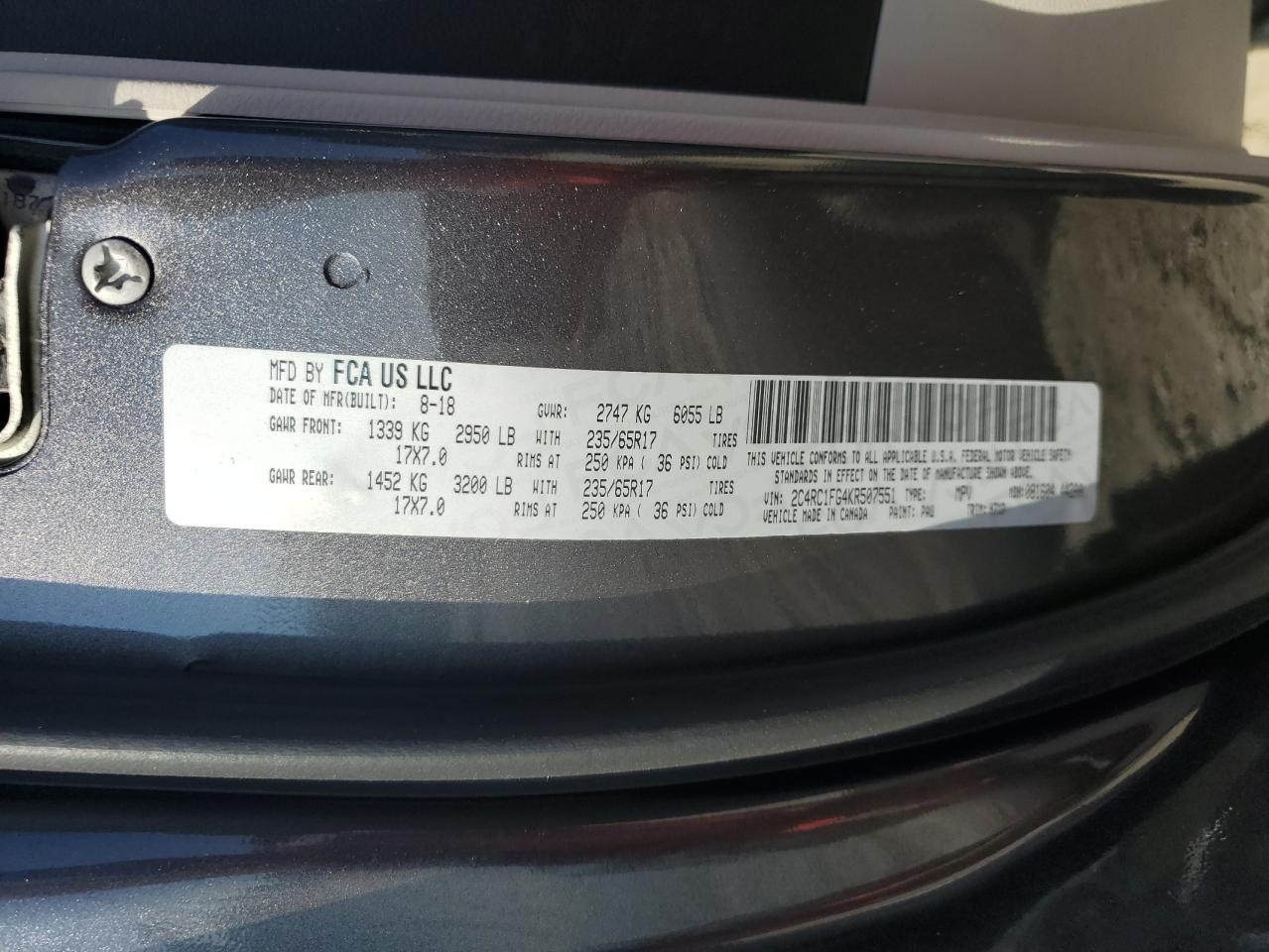 2019 Chrysler Pacifica Touring Plus VIN: 2C4RC1FG4KR507551 Lot: 71835285