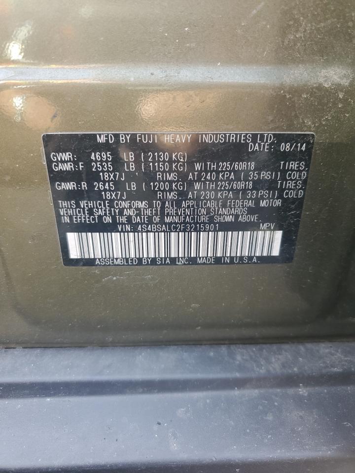 2015 Subaru Outback 2.5I Limited VIN: 4S4BSALC2F3215901 Lot: 84605005