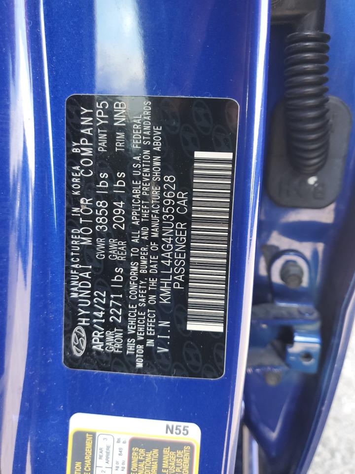 2022 Hyundai Elantra Se VIN: KMHLL4AG4NU359628 Lot: 84442225