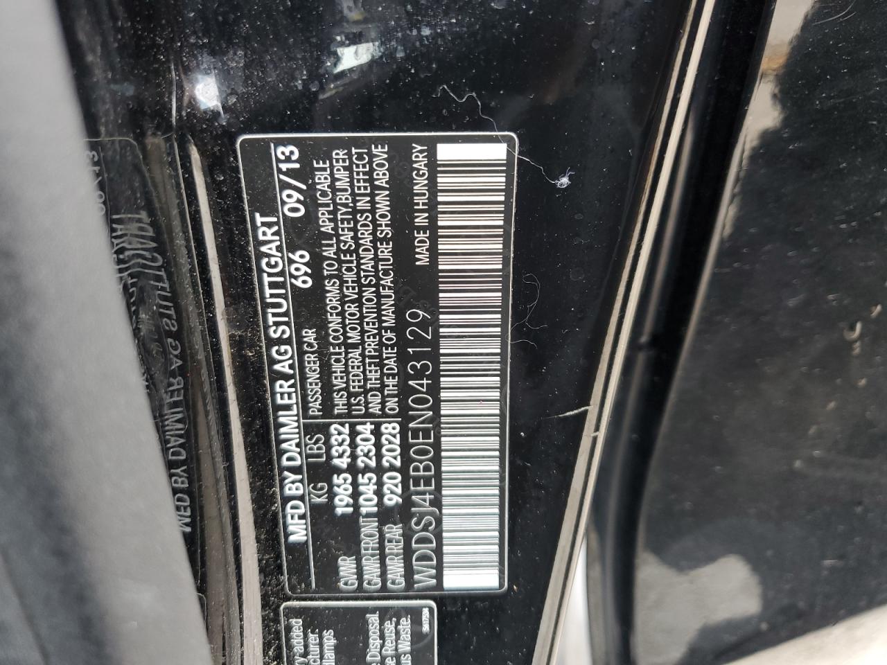 2014 Mercedes-Benz Cla 250 VIN: WDDSJ4EB0EN043129 Lot: 81375055