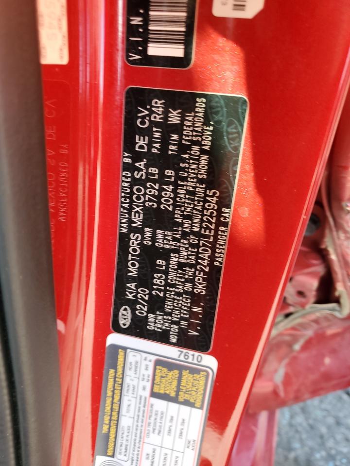 2020 Kia Forte Fe VIN: 3KPF24AD7LE225945 Lot: 71217225
