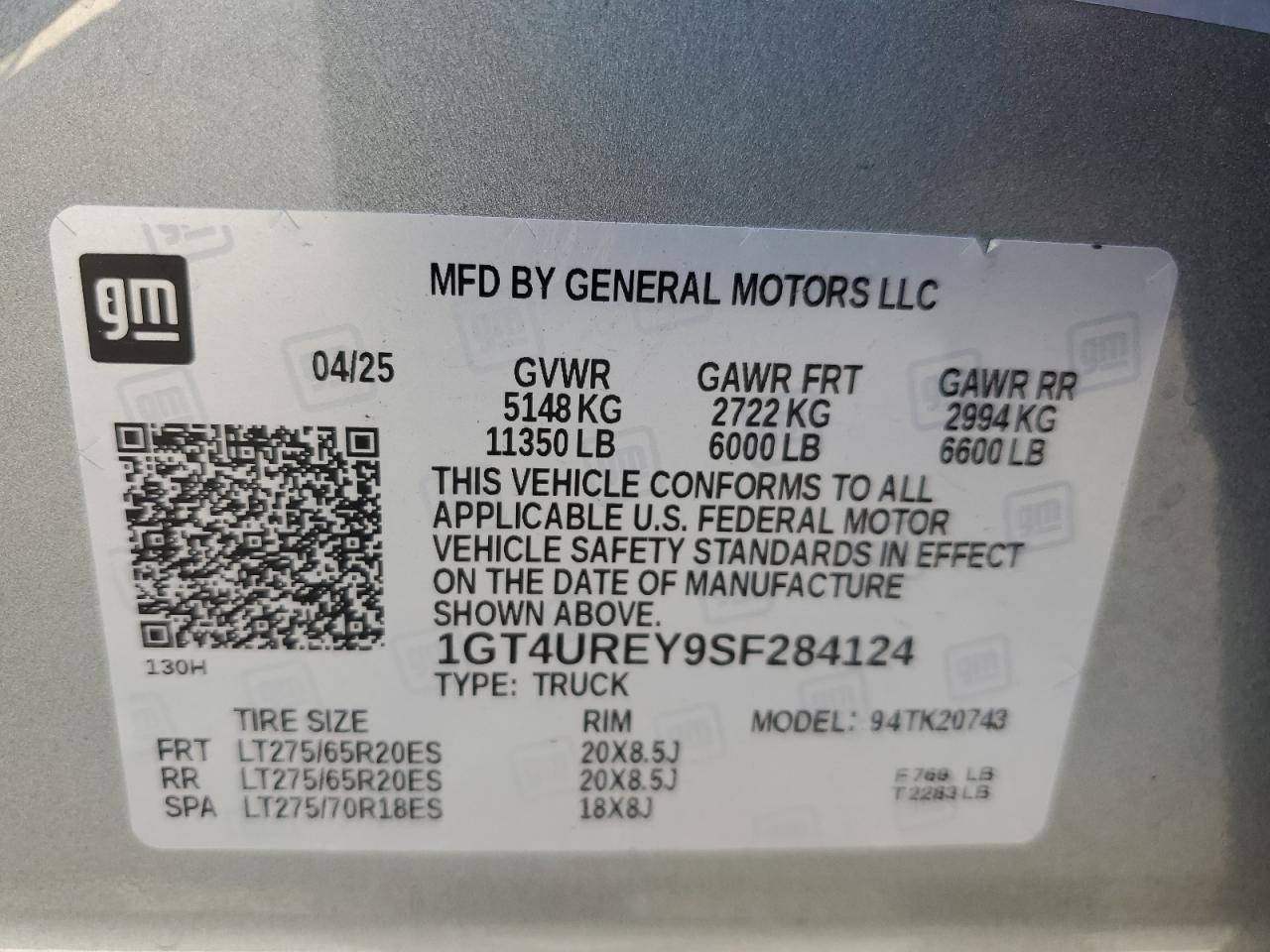 2025 GMC Sierra K2500 Denali VIN: 1GT4UREY9SF284124 Lot: 84220775