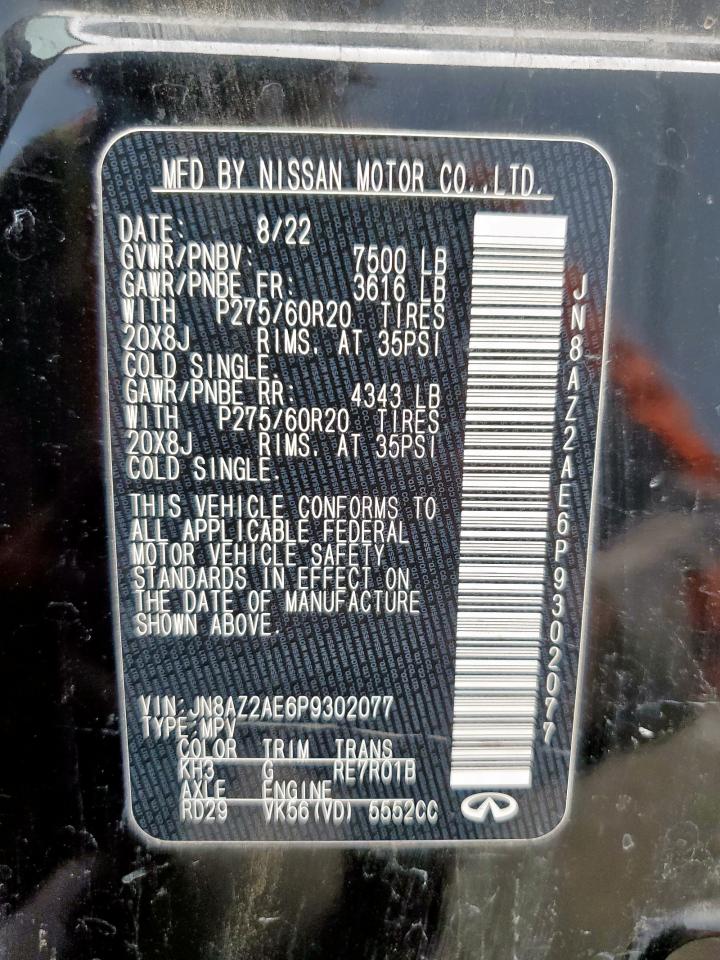 2023 Infiniti Qx80 Luxe VIN: JN8AZ2AE6P9302077 Lot: 81592635