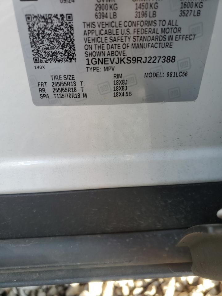 2024 Chevrolet Traverse Lt Z71 VIN: 1GNEVJKS9RJ227388 Lot: 84366345