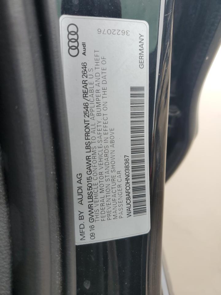 2017 Audi A6 Premium VIN: WAUC8AFC0HN038367 Lot: 84205725