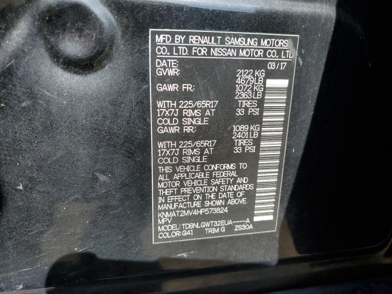 2017 Nissan Rogue S VIN: KNMAT2MV4HP573824 Lot: 81488755