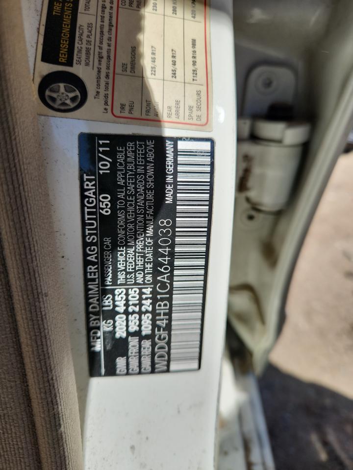 2012 Mercedes-Benz C 250 VIN: WDDGF4HB1CA644038 Lot: 72033795