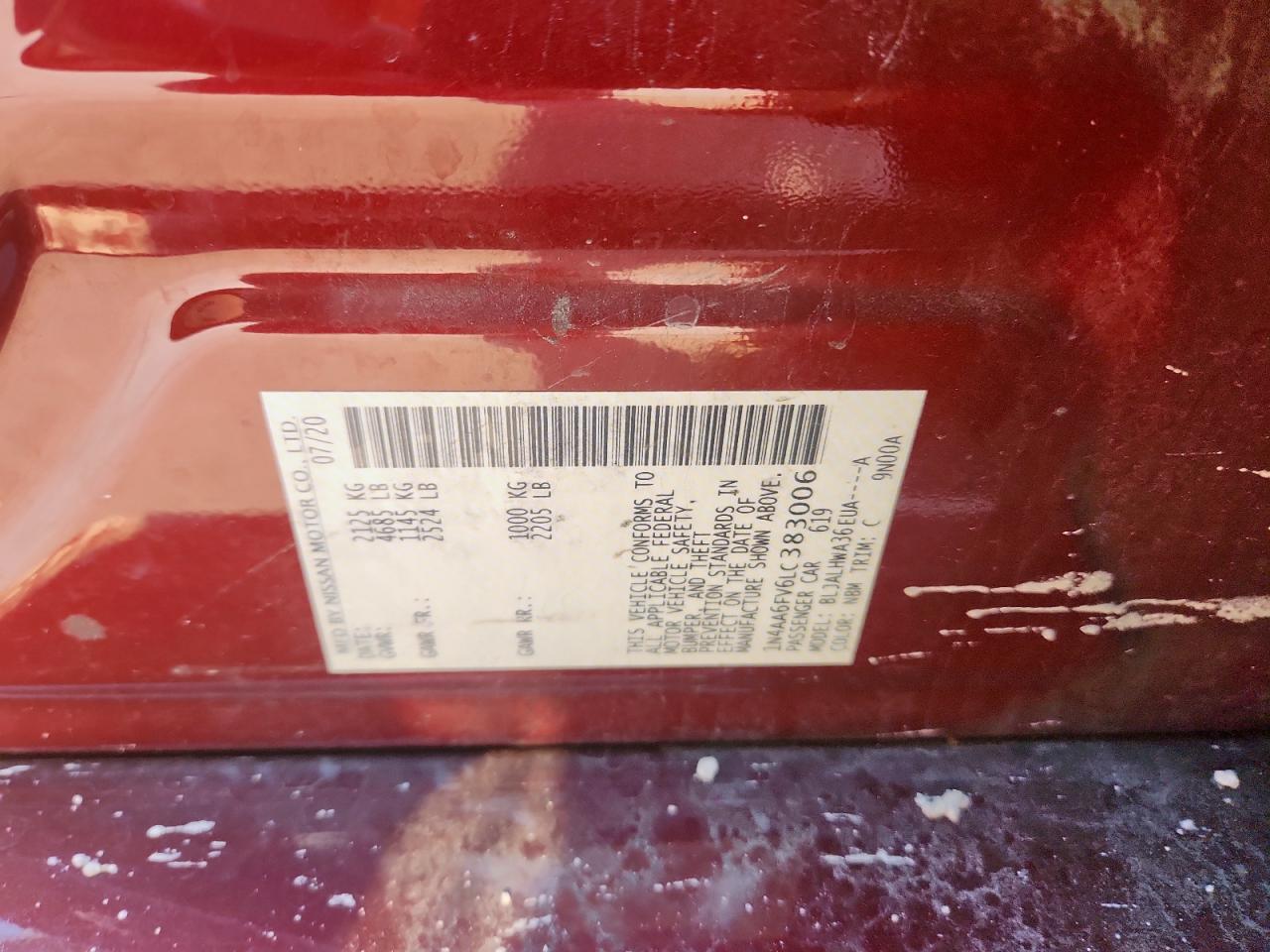 2020 Nissan Maxima Platinum VIN: 1N4AA6FV6LC383006 Lot: 80713405