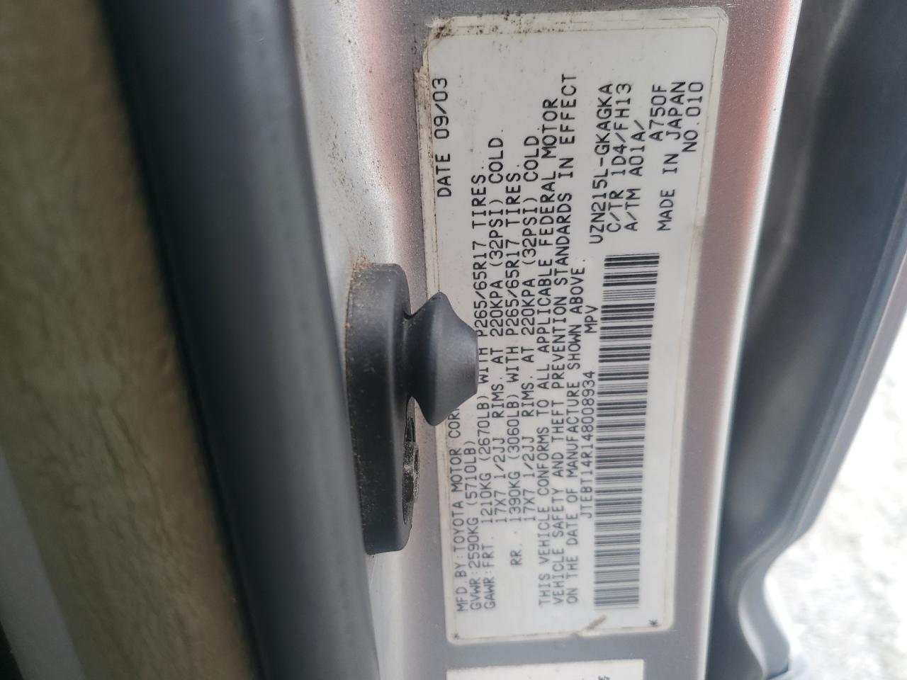 2004 Toyota 4Runner Sr5 VIN: JTEBT14R148008934 Lot: 83861205