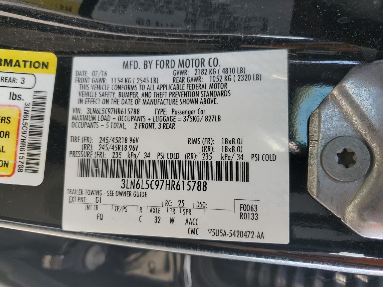 2017 Lincoln Mkz Select VIN: 3LN6L5C97HR615788 Lot: 81655325