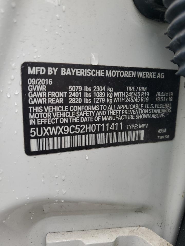 2017 BMW X3 xDrive28I VIN: 5UXWX9C52H0T11411 Lot: 84207755