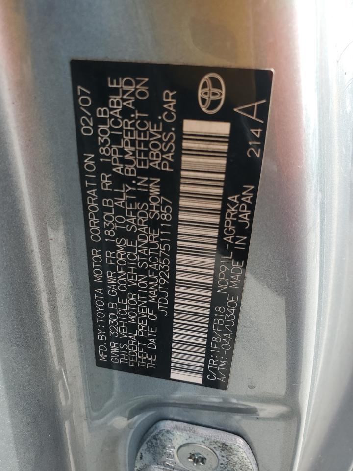 2007 Toyota Yaris VIN: JTDJT923575111857 Lot: 81115965