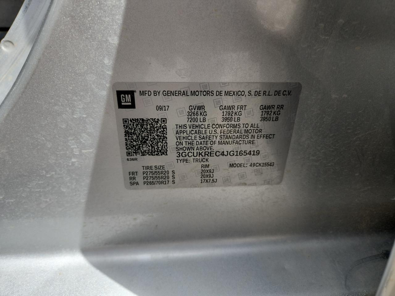 2018 Chevrolet Silverado K1500 Lt VIN: 3GCUKREC4JG165419 Lot: 81507615