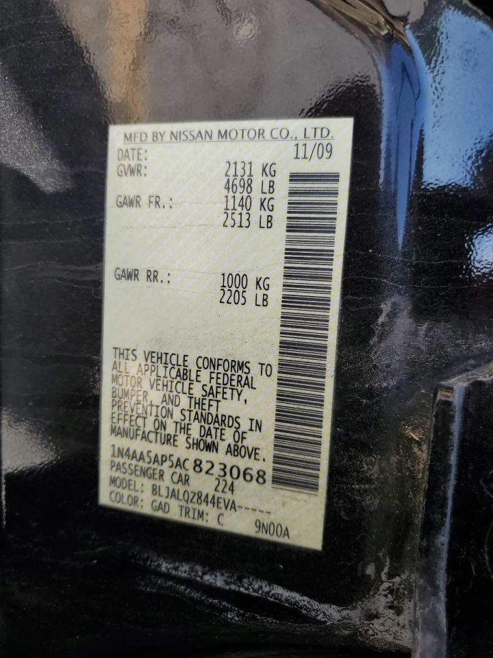 2010 Nissan Maxima S VIN: 1N4AA5AP5AC823068 Lot: 81224665