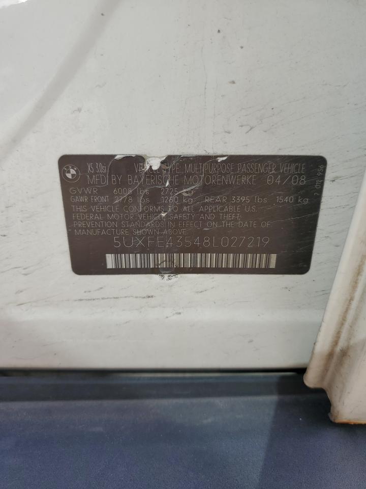 2008 BMW X5 3.0I VIN: 5UXFE43548L027219 Lot: 84200965