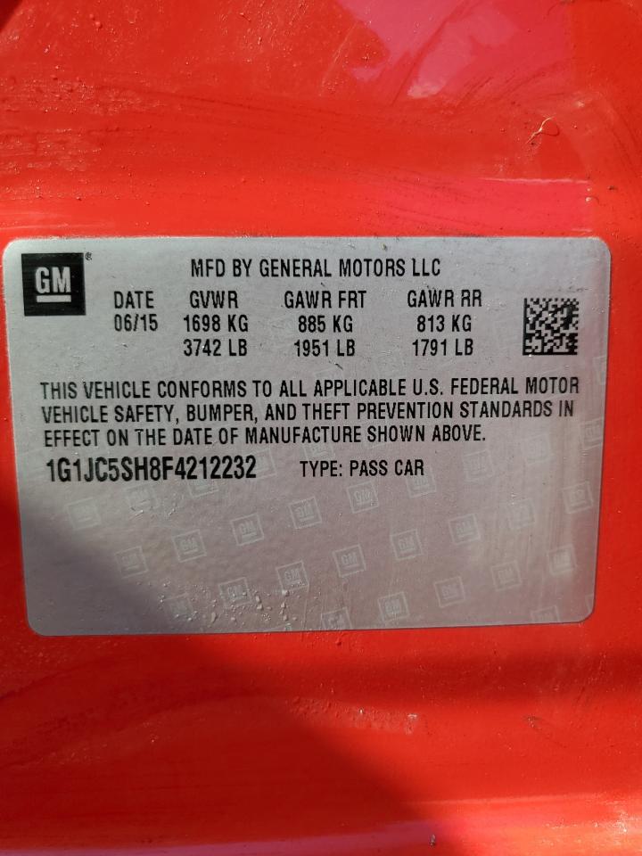 2015 Chevrolet Sonic Lt VIN: 1G1JC5SH8F4212232 Lot: 83946355