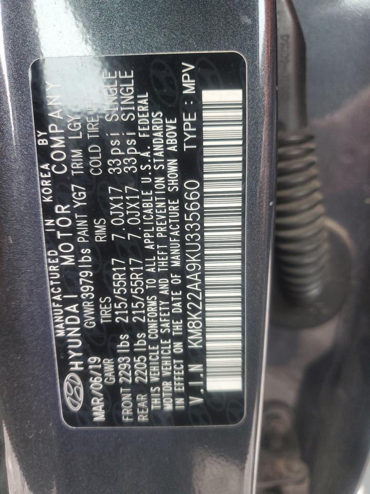 2019 Hyundai Kona Sel VIN: KM8K22AA9KU335660 Lot: 82106465
