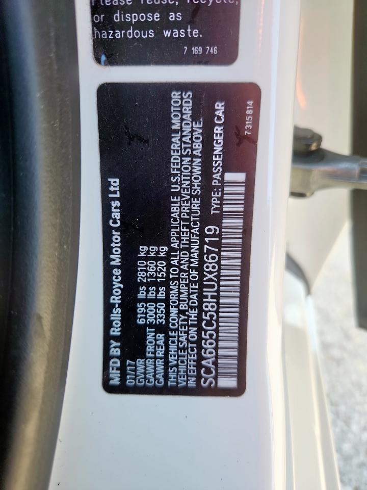 2017 Rolls-Royce Wraith VIN: SCA665C58HUX86719 Lot: 71880585