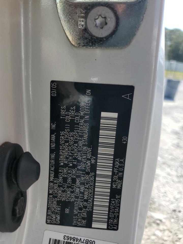 2005 Toyota Sienna Xle VIN: 5TDZA22C95S303676 Lot: 81370555