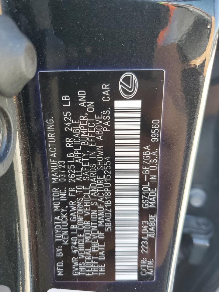 2023 Lexus Es 350 Base VIN: 58ADZ1B18PU152554 Lot: 81908515