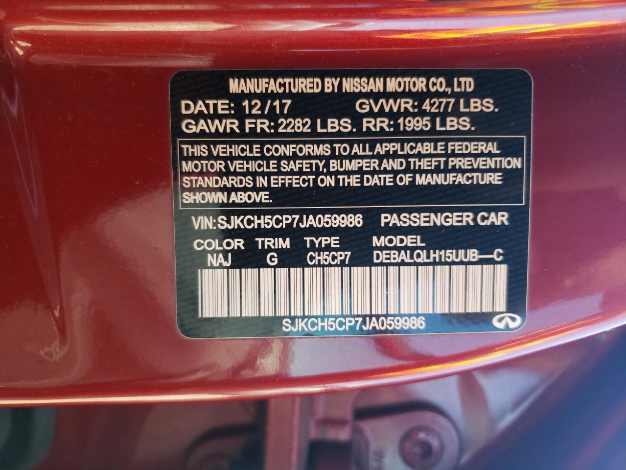 2018 Infiniti Qx30 Base VIN: SJKCH5CP7JA059986 Lot: 81853595