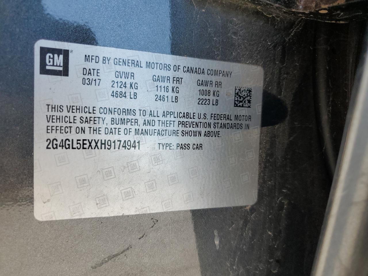 2017 Buick Regal Sport Touring VIN: 2G4GL5EXXH9174941 Lot: 84830195