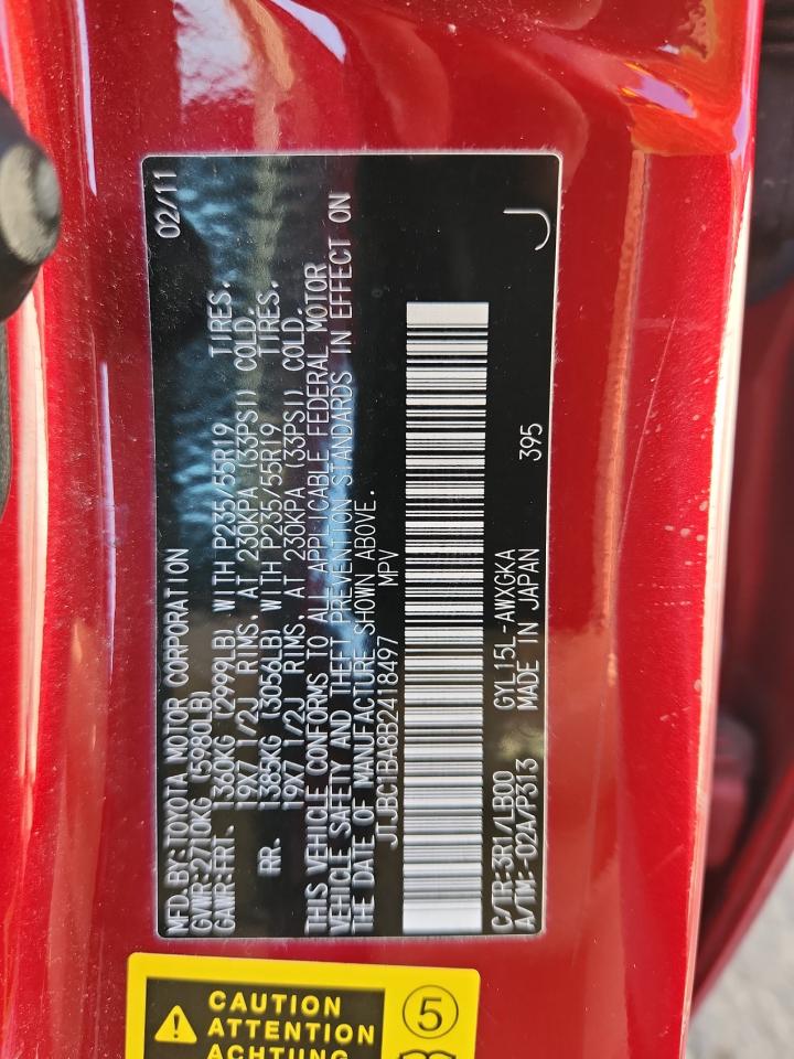 2011 Lexus Rx 450H VIN: JTJBC1BA8B2418497 Lot: 70751105