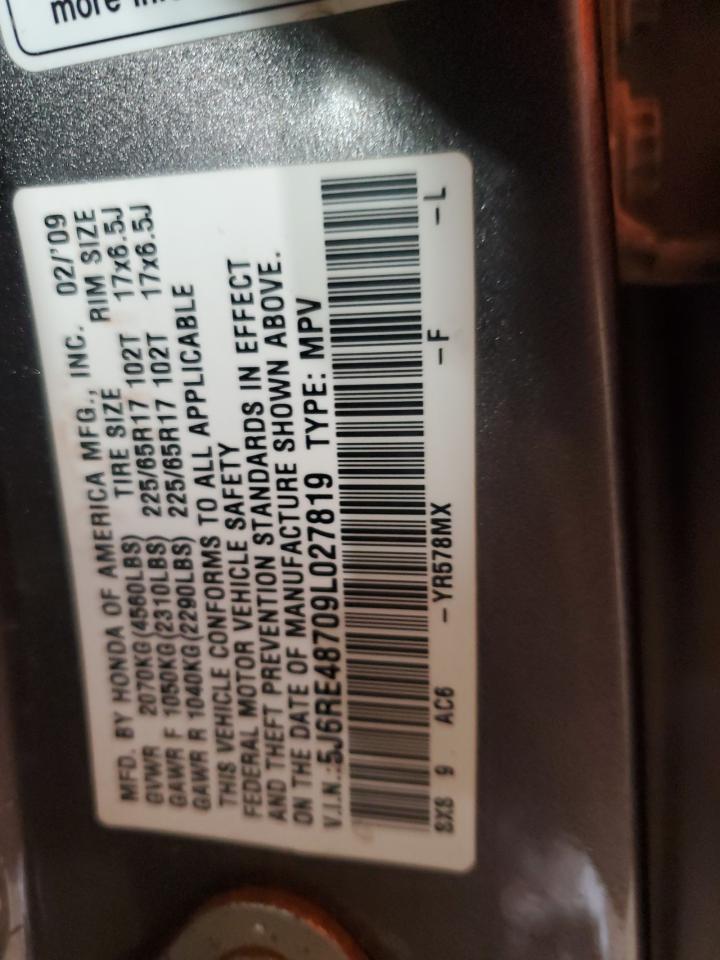 2009 Honda Cr-V Exl VIN: 5J6RE48709L027819 Lot: 80329015