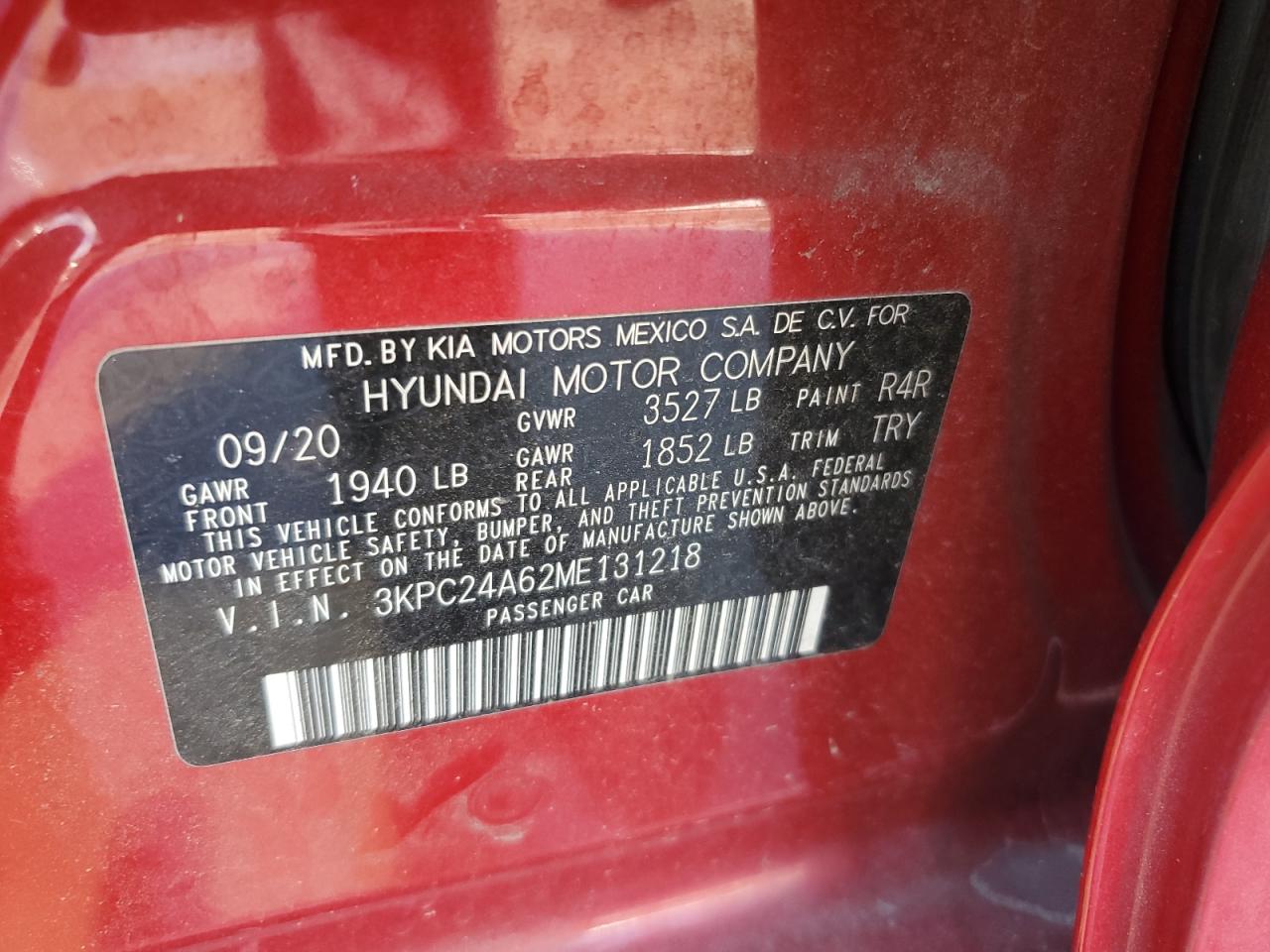 2021 Hyundai Accent Se VIN: 3KPC24A62ME131218 Lot: 80261025