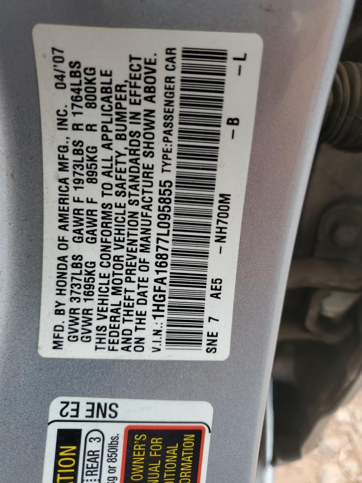 2007 Honda Civic Ex VIN: 1HGFA16877L095855 Lot: 71027505