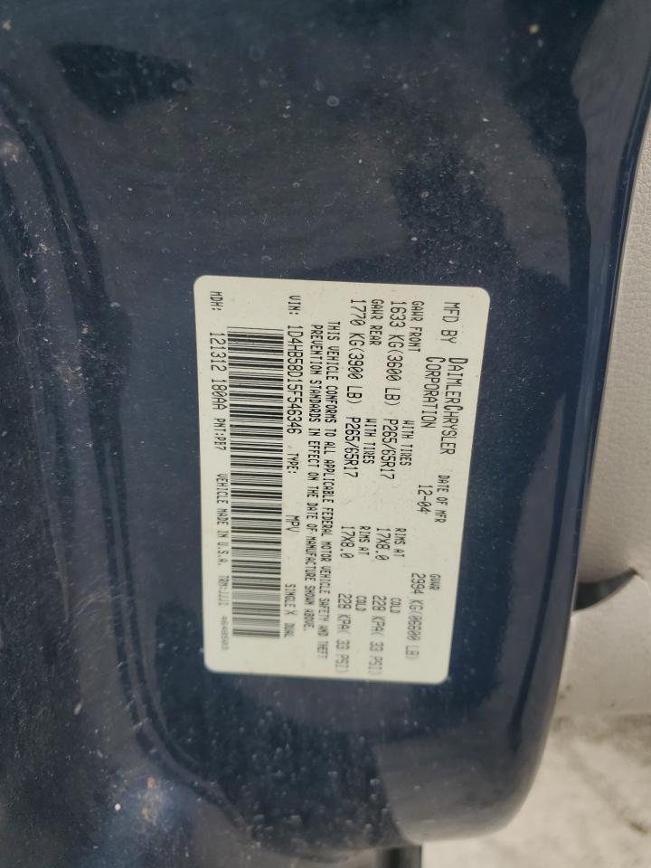 2005 Dodge Durango Limited VIN: 1D4HB58D15F546346 Lot: 81709105