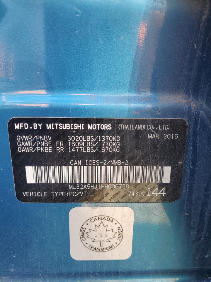 2017 Mitsubishi Mirage Gt VIN: ML32A5HJ1HH006728 Lot: 68997585